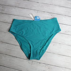 Cupshe Swimwear Women's High Waist Bikini Swim Bottoms Plus Size 1X Blue
